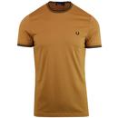 FRED PERRY Retro Twin Tipped Crew T-shirt CARAMEL