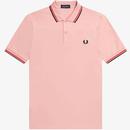 Fred Perry Twin Tipped Mod Polo Shirt in Chalk Pink/Washed Red/Black M3600 R69