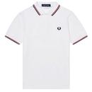 fred perry twin tipped pique polo white red blue