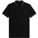 fred perry m3600 twin tipped pique polo black/gold/gunmetal