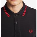 FRED PERRY M3600 Mod Twin Tipped Polo Shirt B/R/R