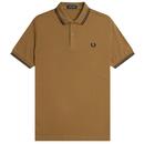 Fred Perry M3600 Twin Tipped Polo Shirt in Shaded Stone and Burnt Tobacco M3600 U40