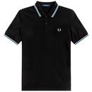 Fred Perry M3600 Men's Mod Twin Tipped Polo Shirt in Black/White/Sky