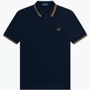 Fred Perry M3600 R63 Twin Tipped Polo Shirt in Navy/Dark Caramel