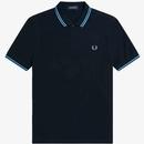 Fred Perry Mod Twin Tipped Polo Shirt in Navy/Soft Blue/Twilight M3600 R62