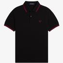 Fred Perry M3600 Y42 Men's Twin Tipped Polo in Black and Burnt Red