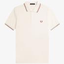 Fred Perry M3600 Y20 Twin Tipped Polo Shirt in Light Ecru and Silver Blue