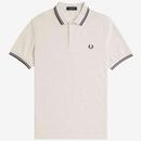 Fred Perry Twin Tipped Polo Shirt in Porridge Marl and Anchor Grey M3600 W50