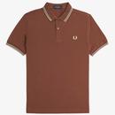 Fred Perry Twin Tipped Polo Shirt in Whiskey Brown and Porridge Marl M3600 W52