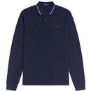 fred perry M3636 long sleeve pique polo carbon blue