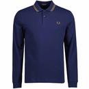 Fred Perry M3636 Twin Tipped Long Sleeve Pique Polo Shirt in French Navy