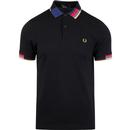 FRED PERRY Abstract Collar Tipped Mod Polo Shirt in Black