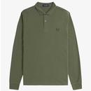 Fred Perry M6006 Long Sleeve Polo Shirt in Laurel Wreath Green M6006 W49