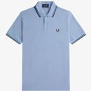 Fred Perry M12 Made in England Twin Tipped Mod Polo Shirt in X12 Sky/Ocean/Oxblood