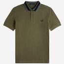 Fred Perry Men's Retro Mod Medal Stripe Pique Polo Shirt in Military Green