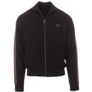 Fred Perry Medal Retro Taped Sleeve Funnel Neck Track Jacket in Black