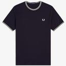 Fred Perry Men's Mod Twin Tipped T-Shirt in Navy with White Tipping M1588 795