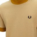Fred Perry Micro Chequerboard Jacquard Tee Oatmeal