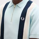 Fred Perry Multi Texture Knitted Zip Neck Shirt LI
