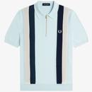 Fred Perry Multi Texture Knitted Polo Shirt in Light Ice K1353 R30 Main Photo