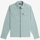 Fred Perry Men's M5684 959 Black Badge Overshirt in Silver Blue