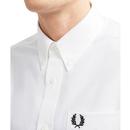 FRED PERRY Mens Button Down L/S Oxford Shirt WHITE