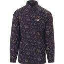 Fred Perry Men's 1960s Mod Paisley Print Button Down Long Sleeve Shirt