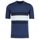 Fred Perry Panelled Knitted T-shirt in Tennis Blue K9724 X86 