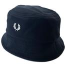 Fred Perry Pique Bucket Hat in Navy and Snow White HW6730