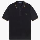 Fred Perry Tipped Pique Stitch Knitted Polo Shirt in Black K1307 102 