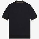 Fred Perry Tipped Pique Stitch Knitted Shirt Black