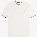 Fred Perry Pique Stitch Knitted T-shirt in Ecru K7642 R96 Main Photo
