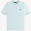 Fred Perry Mod Pique Stitch Knitted T-shirt in Light Ice K7642 R30 Main Photo