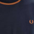M7 Fred Perry Retro Pique Tipped Crew Neck Tee N
