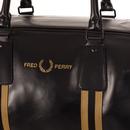 FRED PERRY Refined Webbing PU Barrel Bag - Black