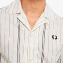 FRED PERRY Linen Fine Stripe Revere Collar Shirt