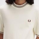 Fred Perry Mod Twin Tipped Ribbed Jersey Tee Ecru