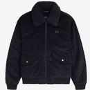 Fred Perry Removable Sherpa Collar Cord Bomber Jacket in Black J8567 102 