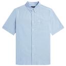 Fred Perry Short Sleeve Button Down Oxford Shirt in Light Smoke M5503 146