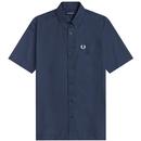fred perry short sleeve oxford shirt navy
