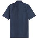 FRED PERRY Retro Short Sleeve Oxford Shirt - Navy