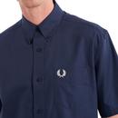 FRED PERRY Retro Short Sleeve Oxford Shirt - Navy