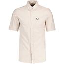 Fred Perry Button Down Short Sleeve Oxford Shirt in Porridge Marl