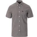 fred perry short sleeve gingham check shirt black