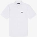 FRED PERRY Retro Short Sleeve Oxford Shirt - White