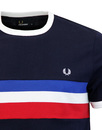 FRED PERRY Retro Mod Striped Panel Ringer Tee