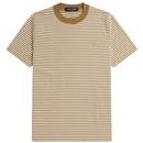 Fred Perry Fine Stripe Heavyweight T-shirt in Snow White and Warm Stone M6581 U72