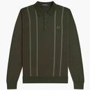 Fred Perry Vertical Stripe Knitted Polo Shirt in Hunting Green K6537 408