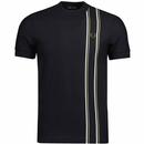 Fred Perry Mod Vertical Stripe Panel Textured Pique T-shirt in Black