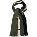 Fred Perry Knitted Retro Stripe Raschel Scarf in Green and Black C4133 T18